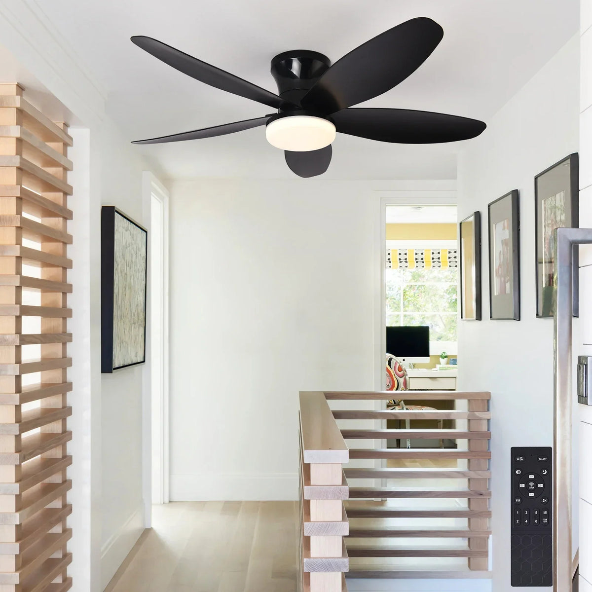 ventilateur led noir moderne télécommande certification rohs flux lumineux certifications ccc cem gs lvd