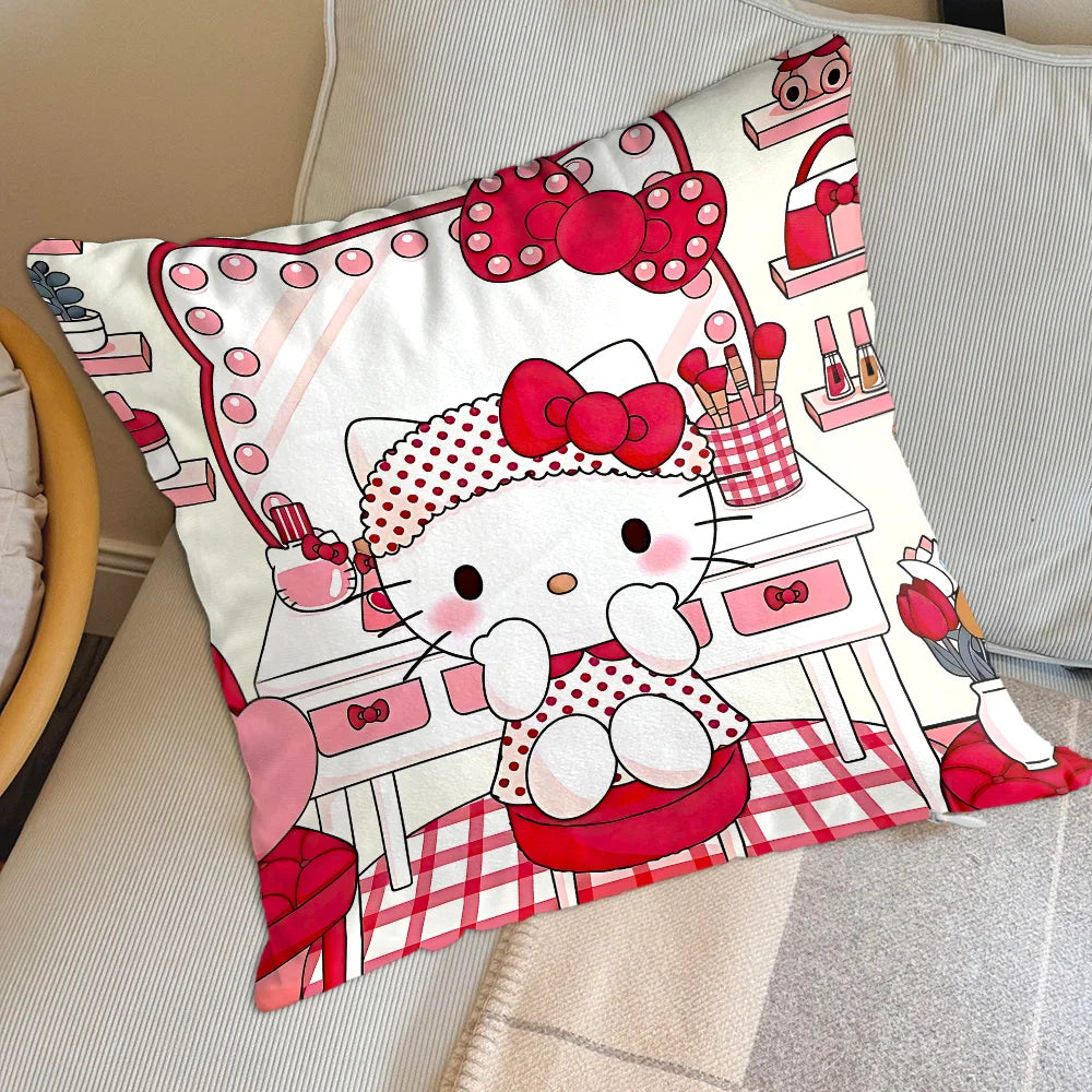 coussin décoratif carré motif hello kitty cartoon canapé lit chaise maison couleur rose