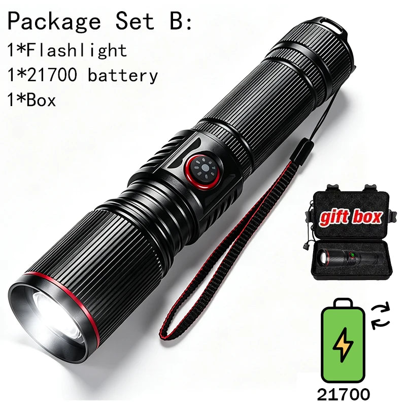 torche rechargeable 30w led noire camping intense réglable vertical moderne