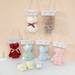 serviettes ours peluche tissu texturé sacs transparents couleurs variées cadeau mariage anniversaire 10 ensembles