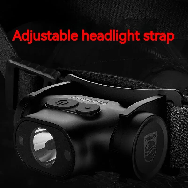 lampe frontale led rechargeable camping pêche self défense ceinture ajustable noire moderne