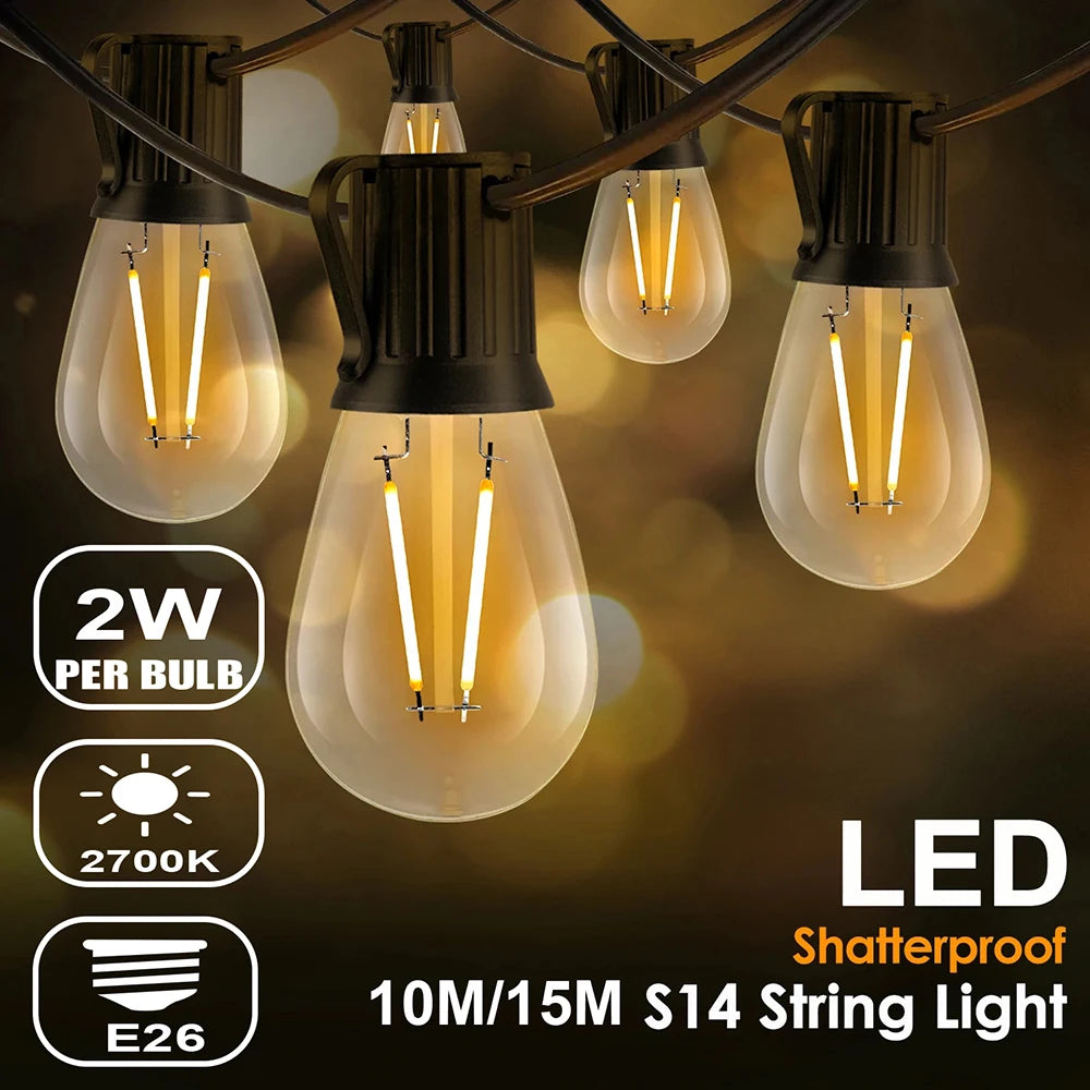 guirlande lumineuse led ampoules vintage transparentes noir jaune orangé 10m 15m