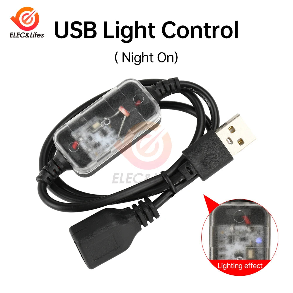 interrupteur capteur lumière noir transparent auto alimenté usb électronique utilitaire photorésistance câble