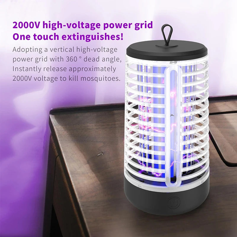 lampe tueuse moustiques rechargeable uv led portable grillage haute tension camping chambre
