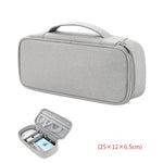 sac rangement accessoires tissu gris clair pratique ecouteurs cable usb chargeur voyage