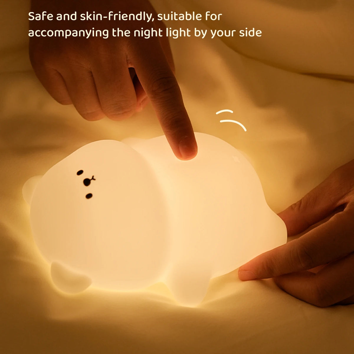 lampe chevet silicone ours blanc translucide moderne lampes nuit enfants ambiance cute flat bear