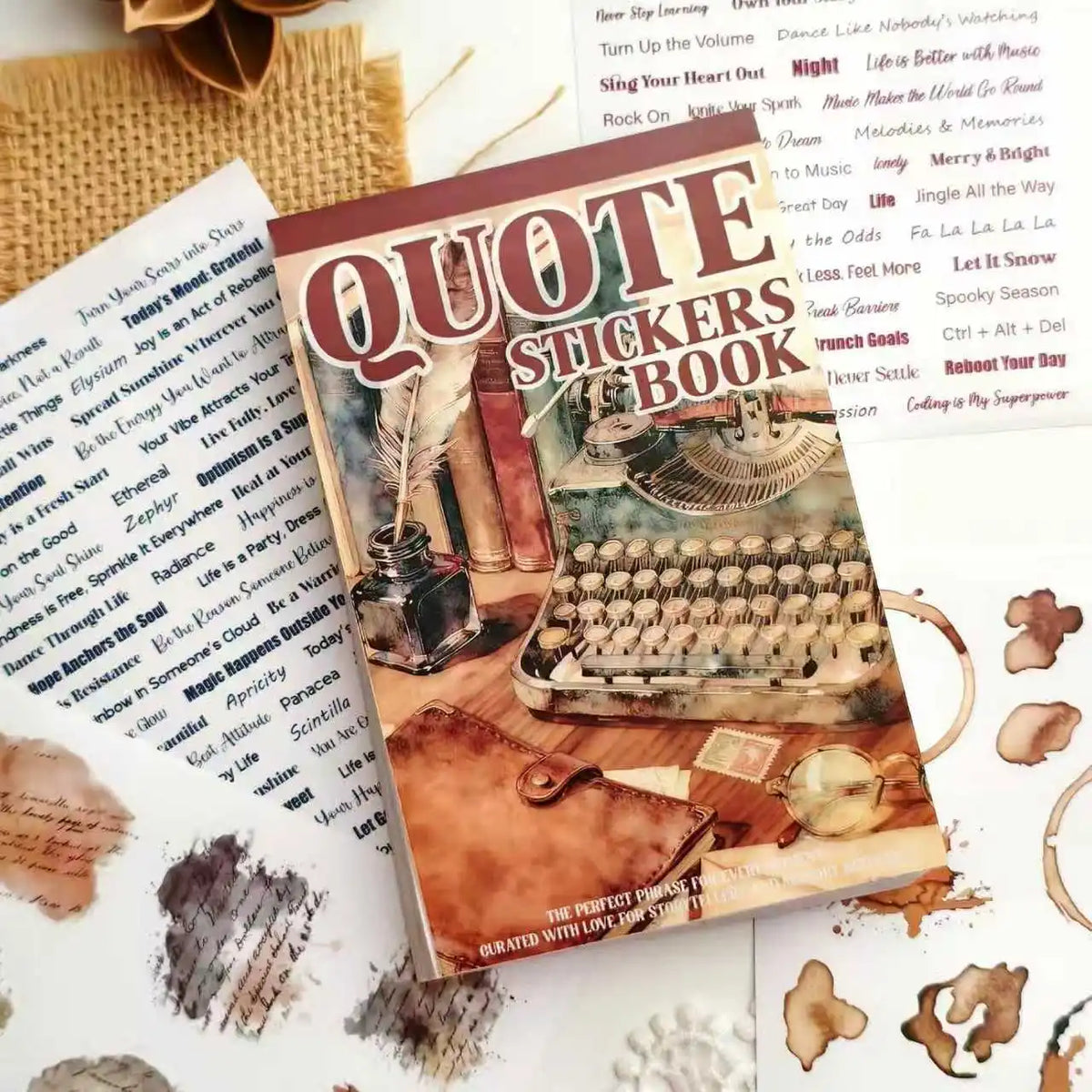 sticker book multicolore vintage citations motifs floraux adhésifs journalisation scrapbooking junk journal illustrationsmanuelles