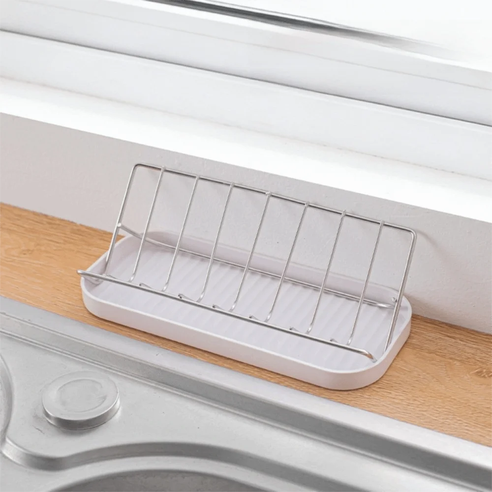 support savon moderne acier inoxydable blanc gris drainage salle bain fixé adhésif deux savons
