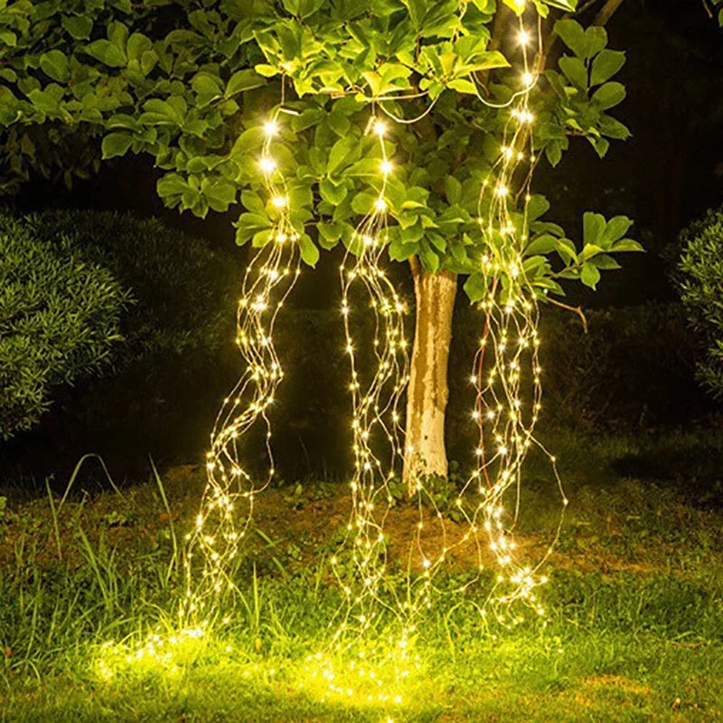 guirlande lumineuse noël blanc doré 200 led extérieure cascade moderne festive jardin