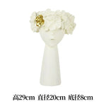 vase décoration buste féminin moderne fleurs artificielles couleurs variées blanc noir bleuclair crème grisfoncé
