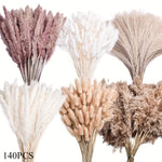 fleurs sèches plumes herbes naturelles décoration maison anniversaire mariage vases élégantes blanc marron fluffy