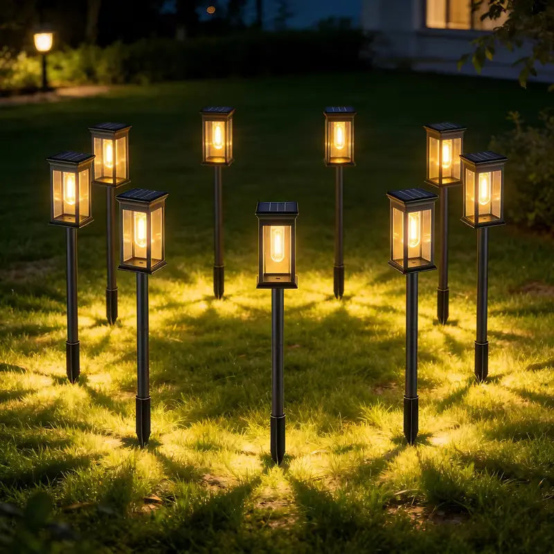 lumière solaire moderne transparente extérieur autoinstallation piquet led noir jardin pelouse 21 pouces