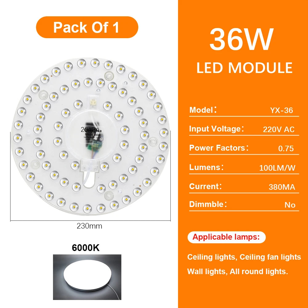 panneau led blanc moderne 285mm aimants télécommande câble alimentation 72w