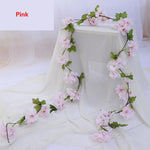 guirlande fleurs artificielles mariage rose clair blanc décoratif intérieur romantique 1.8m 135 têtes