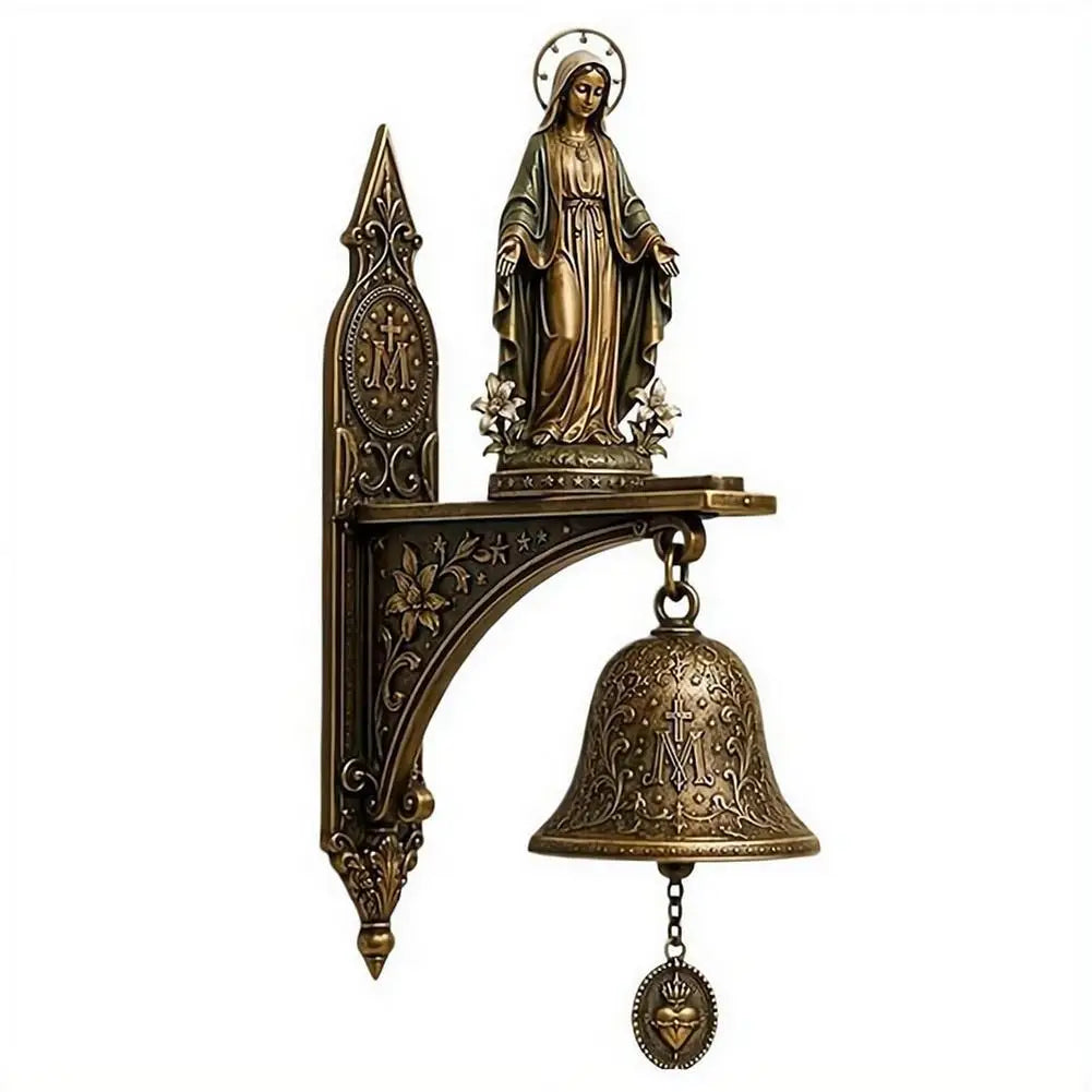 cloche porte cloison ornements floraux art nouveau statue vierge marie clochette chainette pendentif cœur