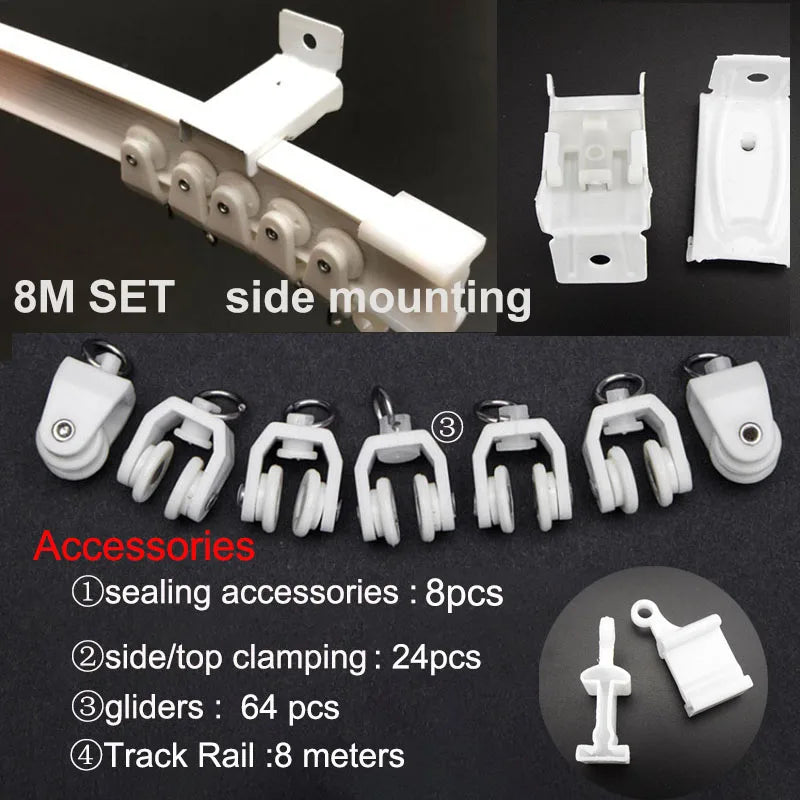 rideau glissière blanc moderne clips top clamping 1m 2m 3m