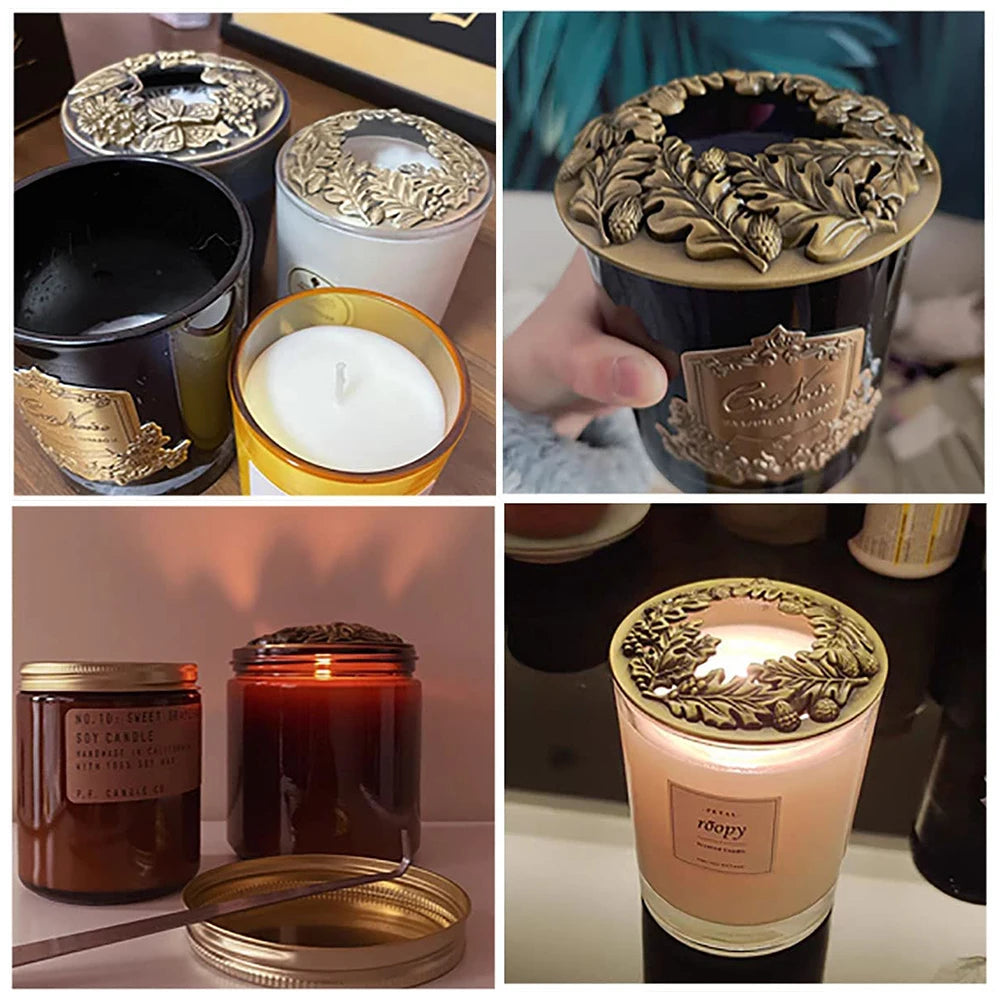 bougies parfumées or cuivre argent feuilles glands vintage classiqueintérieur spa yoga aromathérapie chambre salon