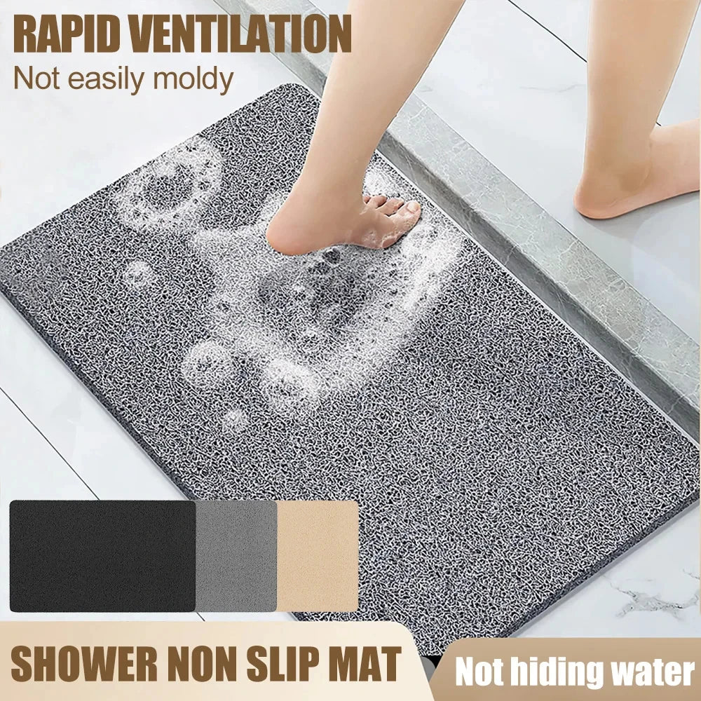 tapis douche antidérapant gris moderne texture coton motif géométrique facile nettoyage respect environnement salle