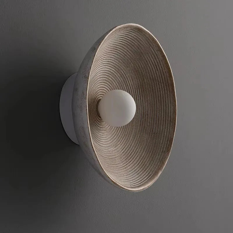 éclairage mural led moderne minimaliste beige marron blanc gris strié circulaire scandine rustic boheme