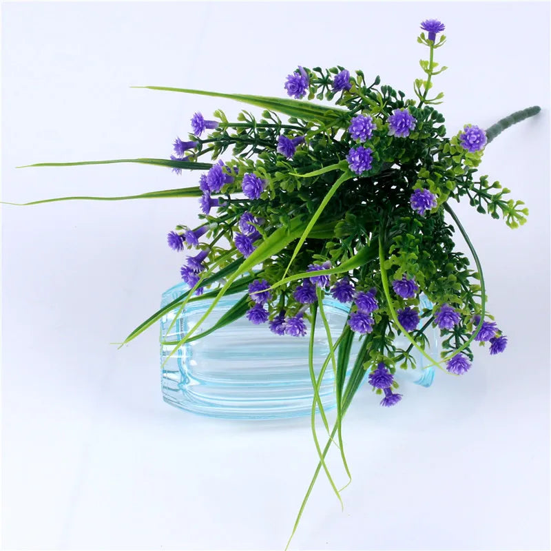 bouquet artificiel moderne fleurs blanches violettes jaunes ornement maison extérieur noël anniversaire mariage