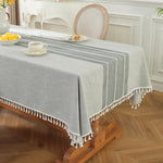 nappe rectangulaire imperméable rayée franges rustique coton polyester extérieure intérieure table grande capacité