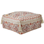 coussin carré coton géométrique tassel opaque ethnique boho chic beige noir rouge blanc