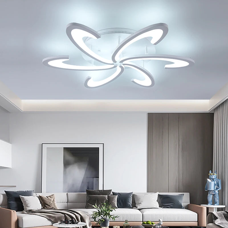 lampe suspendue moderne acrylique floral blanc éclairage quotidien led interrupteur bouton