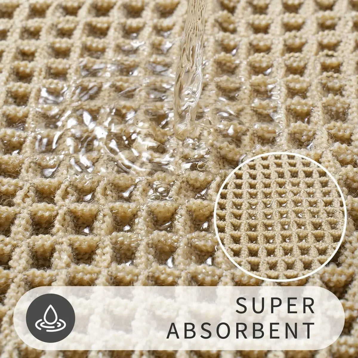 tapis bain moderne beige clair maille fine antidérapant absorbant eau sèche rapide bordure frisée