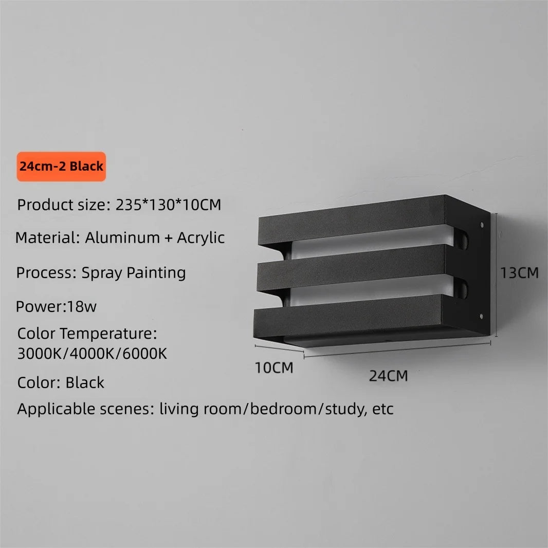 appliques murales modernes led ip65 étanches noir blanc vis aluminiumextérieur balcon couloir