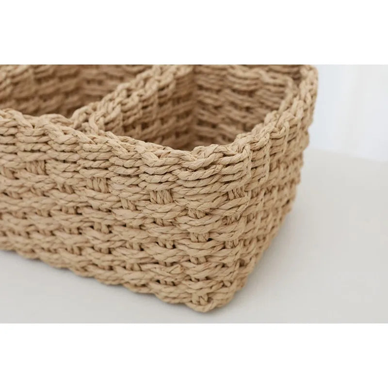 paniers rangement tissés rustiques blanc beige réutilisables stockage organisation