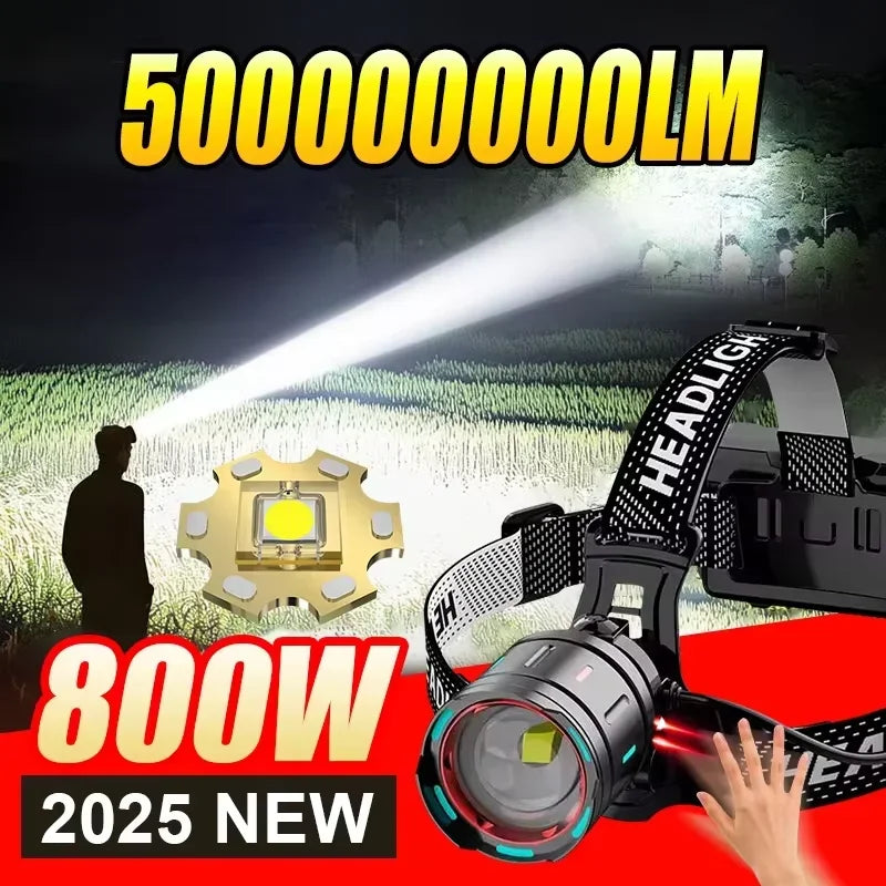 lampe frontale rechargeable led super lumineuse pêche camping sensor headlamp haute puissance