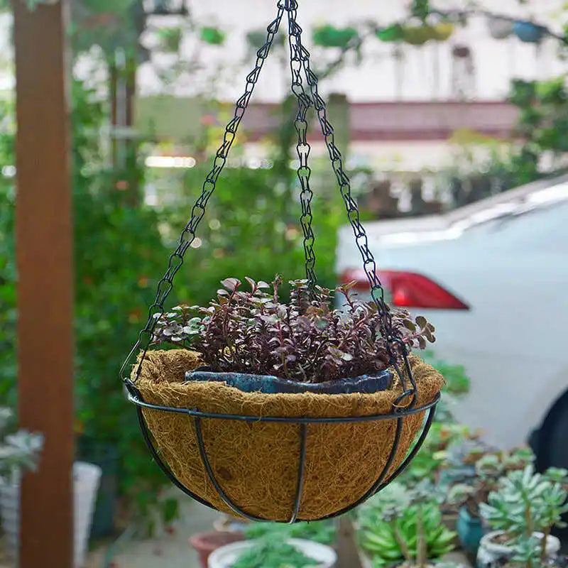pots fleurs suspendus coir noir marron chaînes métalliques moderne minimaliste jardinintérieur