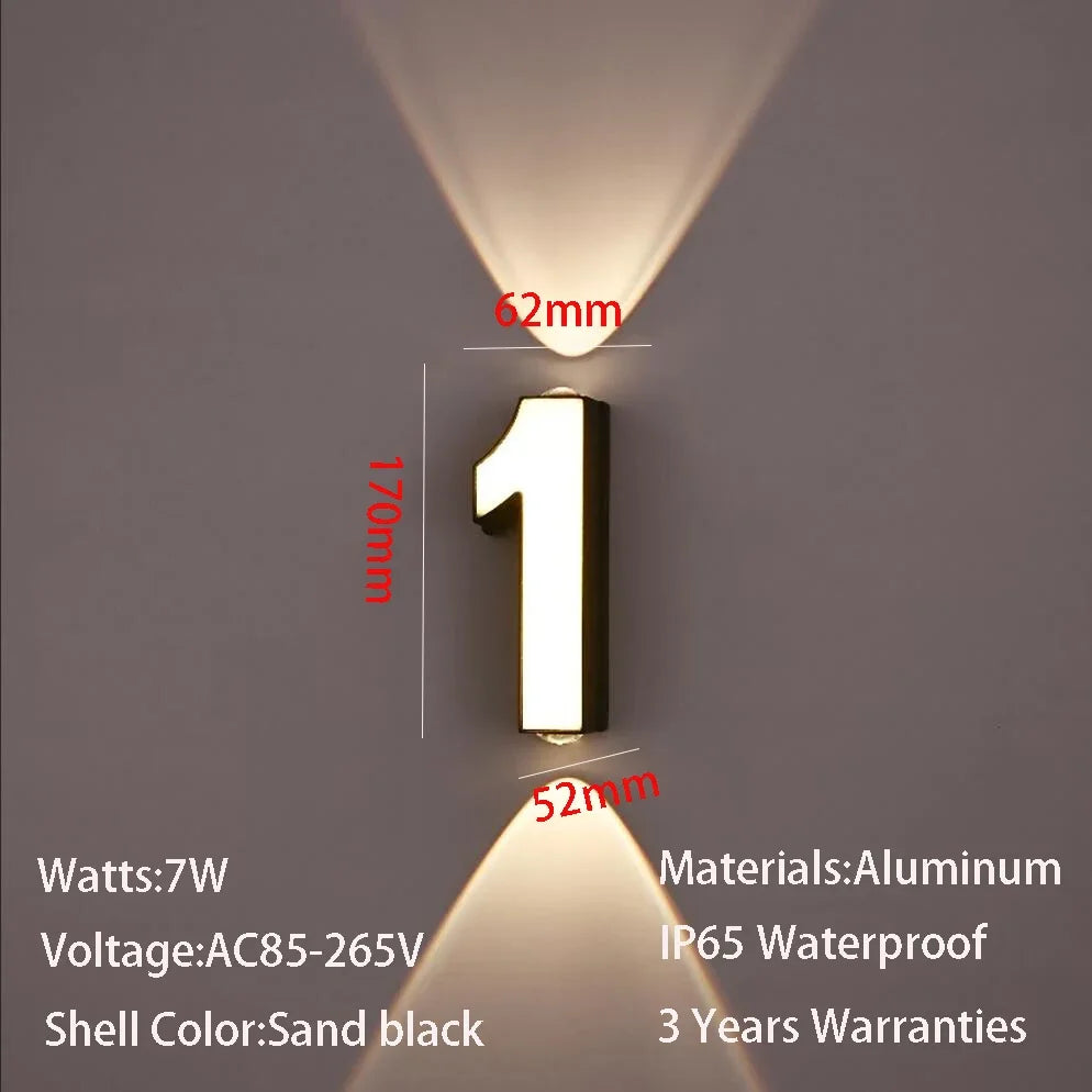 numéro lumineux led blanc noir moderne ip65 adhésif 7w minimalisteintérieur extérieur