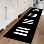 tapis moderne noir blanc rayures salon chambre salle bain lavable polyester aubusson