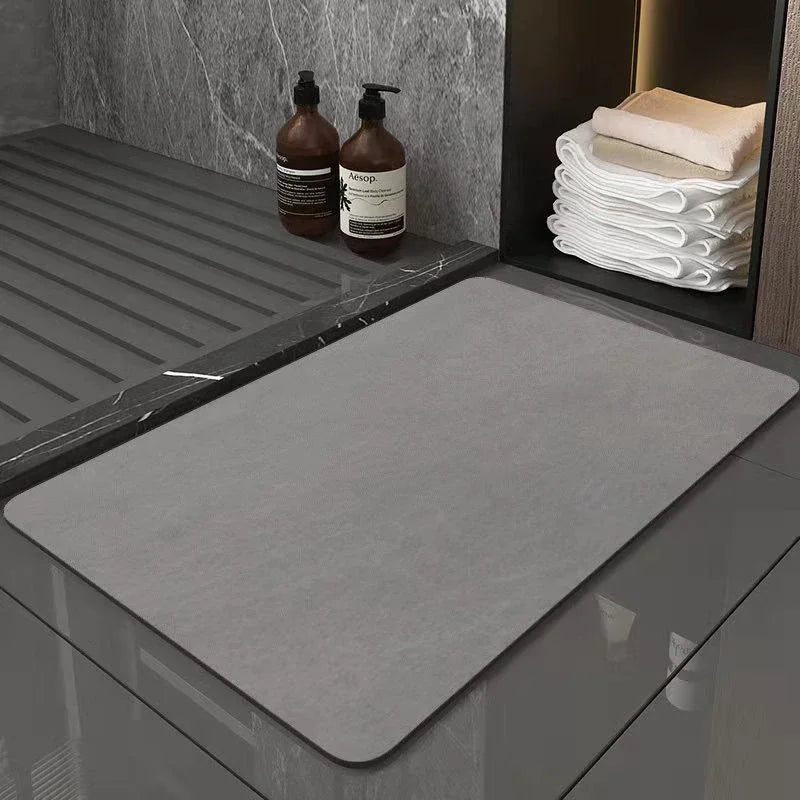 tapis absorbant rapide diatomite antidérapant moderne salle bain entrée cuisine noir gris doré