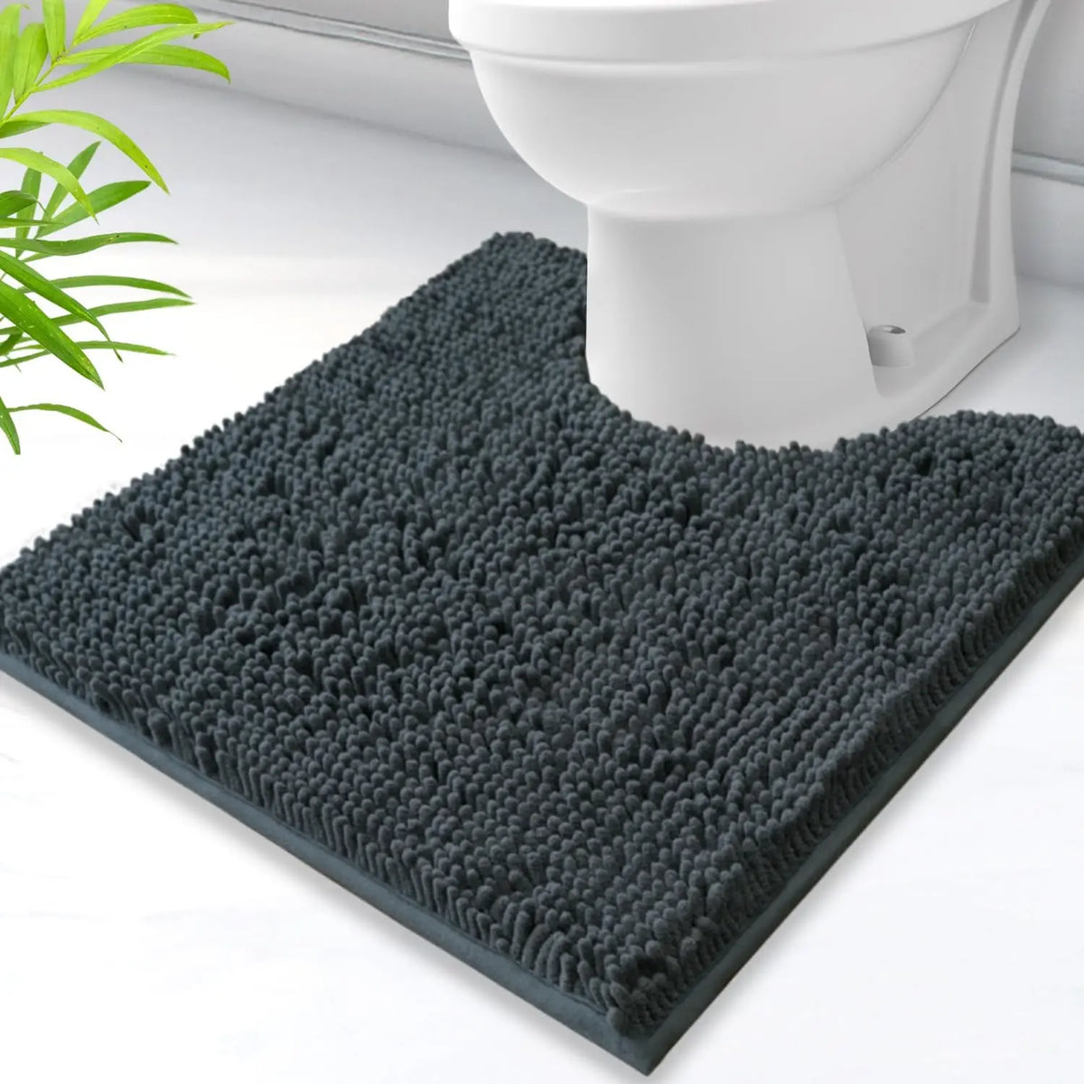 tapis bain moderne gris foncé bouclé absorbant salle bain pelucheux respectueux environnement
