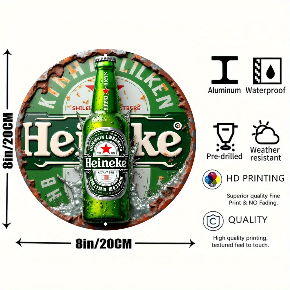 plaque métallique vintage logo heineken blanc vert rouge tekst kinh shilen brie aatant small