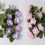 bouquet roses artificielles blanc rouge violet classique décoration maison anniversaire saint valentin mariage