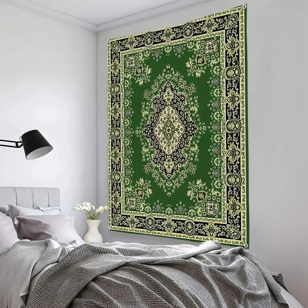 tapis suspendus ornements floraux rouge vert beige salon chambre coucher décoration classique polyester rectangle