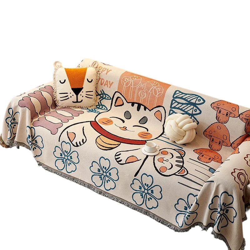 couverture tricotée chat mignon multicolore moderne bébé adulte extérieure automne hiver machine