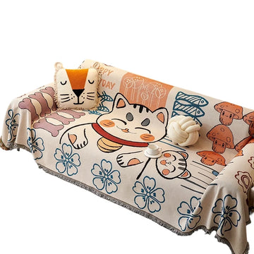 couverture tricotée chat mignon multicolore moderne bébé adulte extérieure automne hiver machine