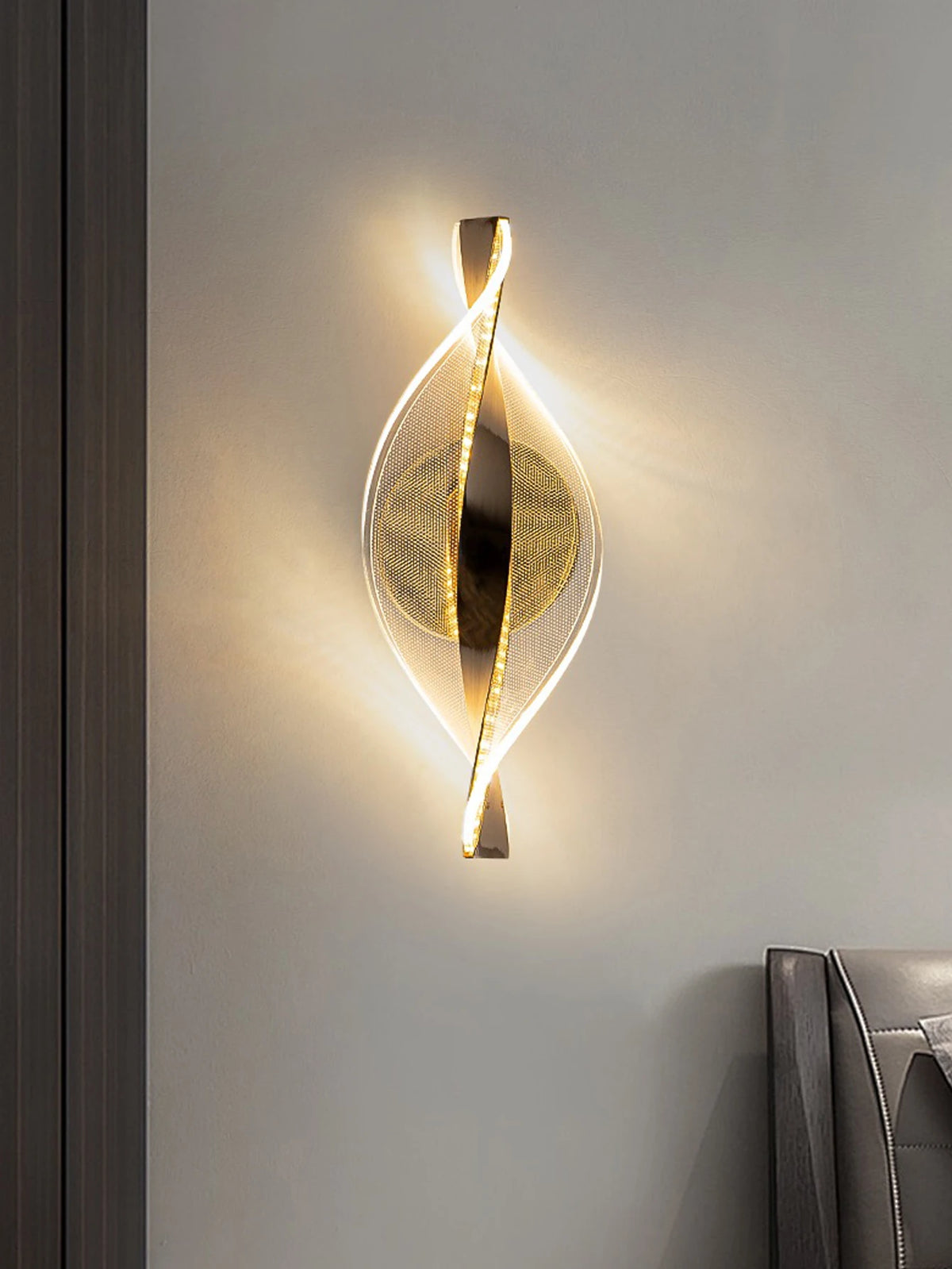 applique murale led moderne or brillante élégante chambre cuisine ondulé éclairage ambiant fixée mur