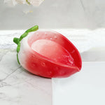 porte savon céramique forme fraise rose texture fraise feuilles vertes mignon decoratif blanc rouge