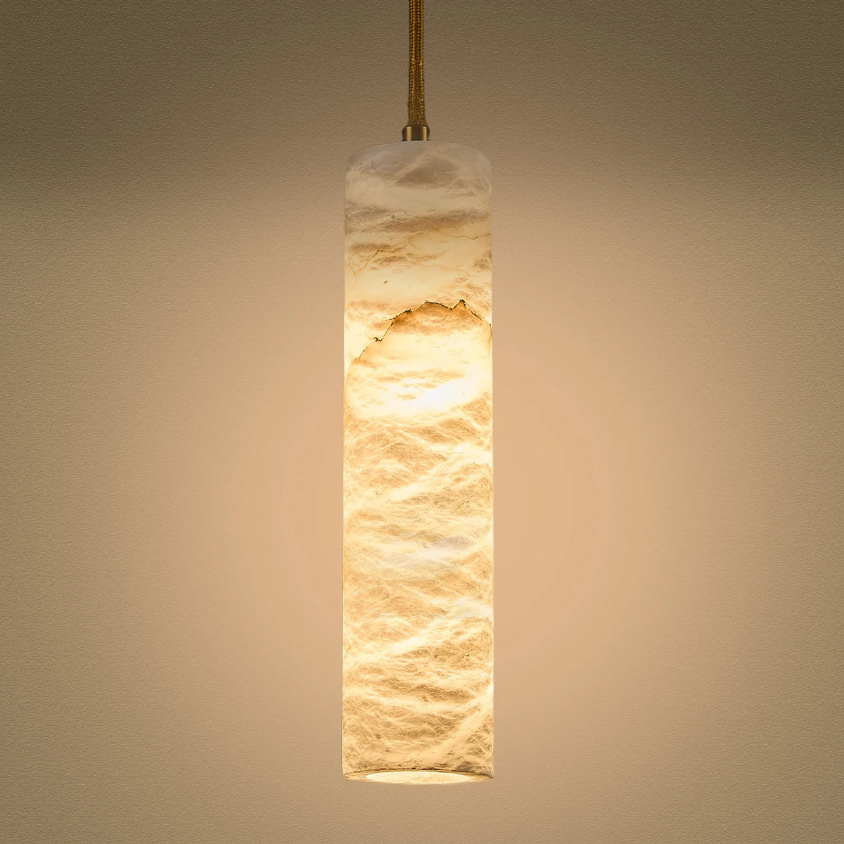 Suspension lumineuse marbrée moderne blanc beige marron clair pince câble doré