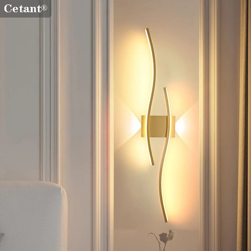 applique murale led moderne 60 80cm noir doré blanc ondulée télécommande chambre salon cuisine