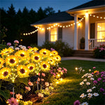 lumière solaire led tournesol bouquet jaune feuilles modernes extérieures