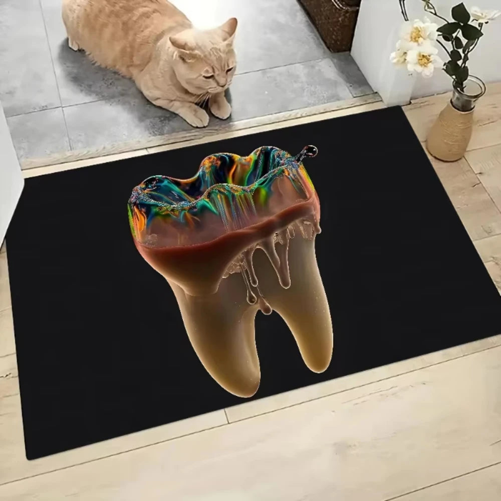 tapis sol dentaire motif dent mousse antidérapant velours salon entrée maison moderne décor