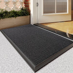 tapis sol moderne pvc imperméable noir maille fine structure 3d extérieur antidérapant