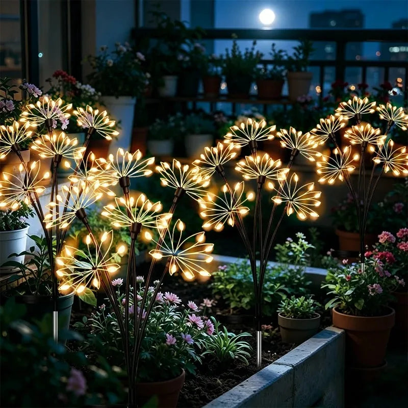 guirlande lumineuse solaire multicolore fleurs artificielles moderne éclairage paysager blanc chaud led jardinextérieur ambiance