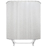rideau douche moderne semi transparent blanc gris motifs galets peva ourlet standard anneaux
